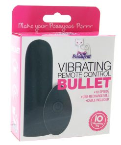 Pink Pussycat Vibrating Remote Control Bullet –  Black