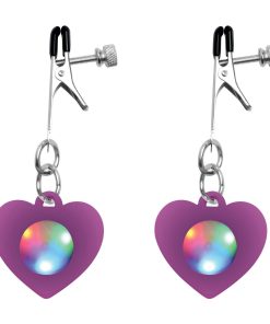 Silicone Light Up Heart Nipple Clamps