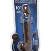 Fleshstixxx 10 Inch Silicone Dildo With Balls – Brown