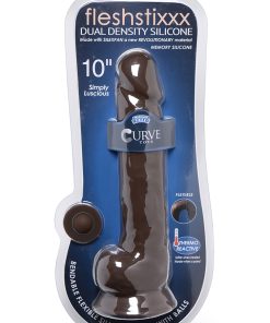 Fleshstixxx 10 Inch Silicone Dildo With Balls – Brown