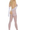 Sheer Crotchless Pantyhose – 1x/3x  – White