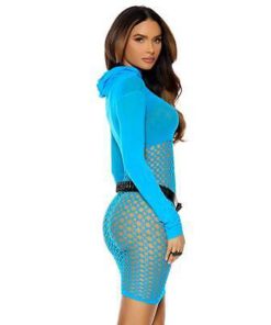 Crochet Mini Dress – One Size – Neon Blue