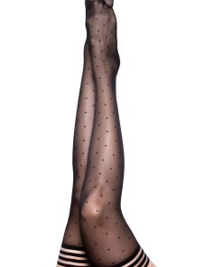 Ally – Polka Dot Thigh High – Size a – Black