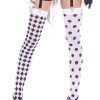 Diamond Design and Polka Dot Harlequin Thigh Hi – White / Black