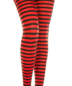 Striped Tights – One Size – Black/red