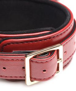 6 Piece Burgundy Bondage Set Burgundy Cuffs,  Collar and Leash