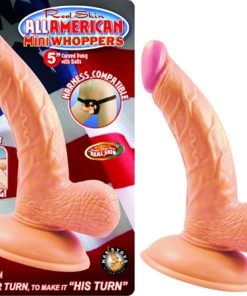 All American Mini Whoppers 5-Inch Curved Dong With Balls-Flesh