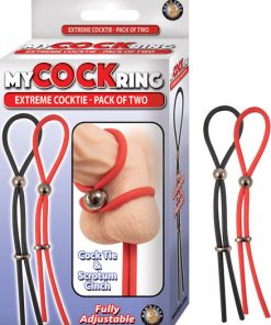 My Cockring Extreme Cocktie-Pack of Two – Black/ Red