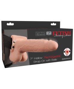 Fetish Fantasy Series 7 Inch Hollow Rechargeable Strap-on With Balls – Flesh