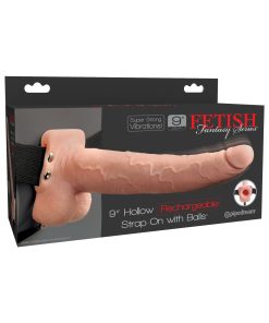 Fetish Fantasy Series 9 Inch Hollow Rechargeable Strap-on With Balls – Flesh