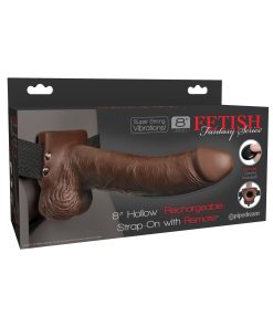 Fetish Fantasy Series 8 Inch Hollow Rechargeable Strap-on With Remote – Brown