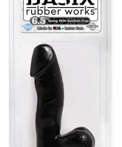 Basix Rubber Works – 6.5 Inch Dong With Suction Cup – Black