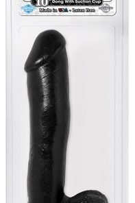 Basix Rubber Works – 10 Inch Dong With Suction Cup – Black