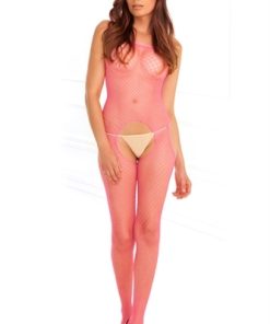 Industrial Net Suspender Bodystocking – One Size – Pink