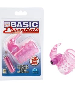 Basic Essentials Stretchy Vibrating Bunny Enhancer – Pink