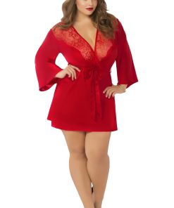 Satin & Eyelash Robe – Queen Size – Red