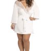 Satin & Eyelash Robe – Queen Size – White