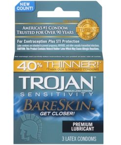 Trojan Sensitivity Bareskin Lubricated  Condoms – 3 Pack