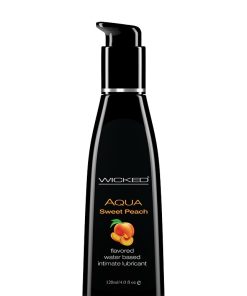 Aqua Sweet Peach Flavored Water Based Intimate  Lubricant – 4 Fl. Oz.