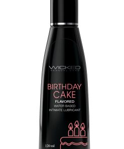 Aqua Birthday Cake Flavored Water Based Intimate Lubricant 4 Fl. Oz.